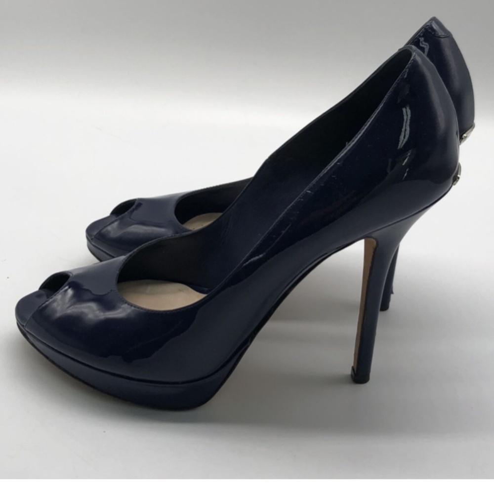 Christian Dior 'Miss Dior' Navy Patent Leather Peep Toe Platform Pump sz 37.5 - Picture 3 of 5